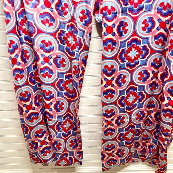 Melloday Printed Wide Leg Patterned Pocket Jumpsuit Size XL Red Blue - Picture 10 of 12